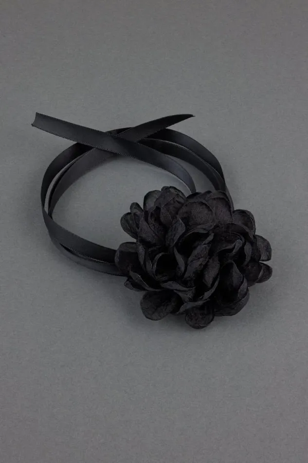 Lucky Brand Ribbon Rose Choker Black Women Jewelry