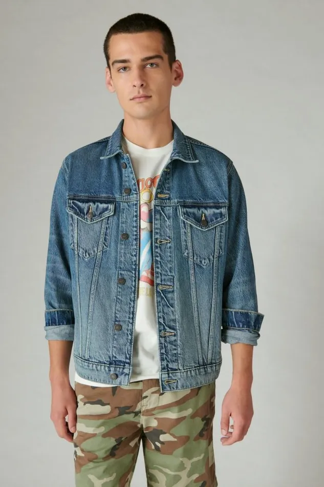 Lucky Brand Rolling Stones Denim Trucker Jacket Dartford Men Jackets and Outerwear