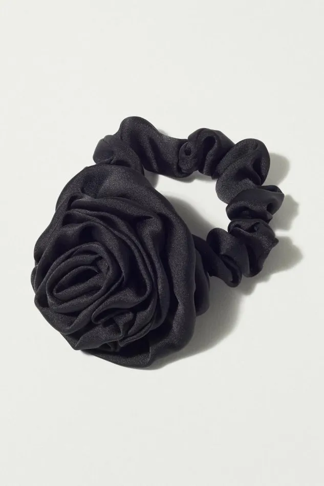 Lucky Brand Rosette Scrunchie Black Women Hair Accessories