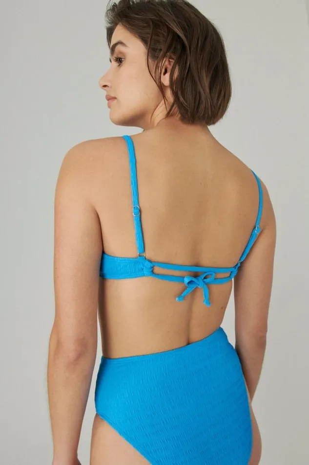 Lucky Brand Seersucker Balconette Top Pacific Coast Women Swim