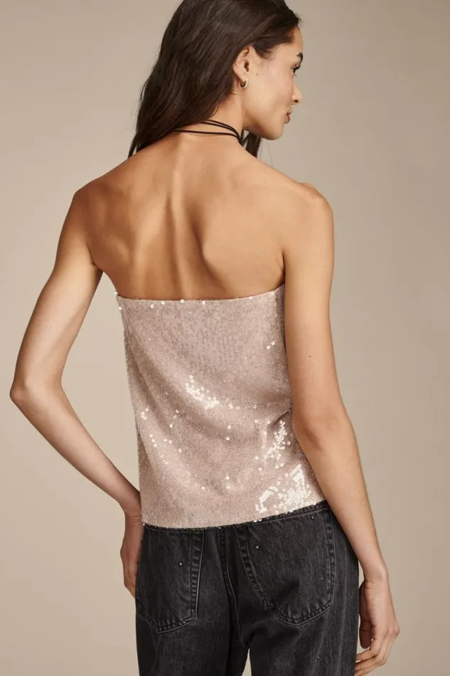 Lucky Brand Sequin Tube Top Blush Women Knit Tops