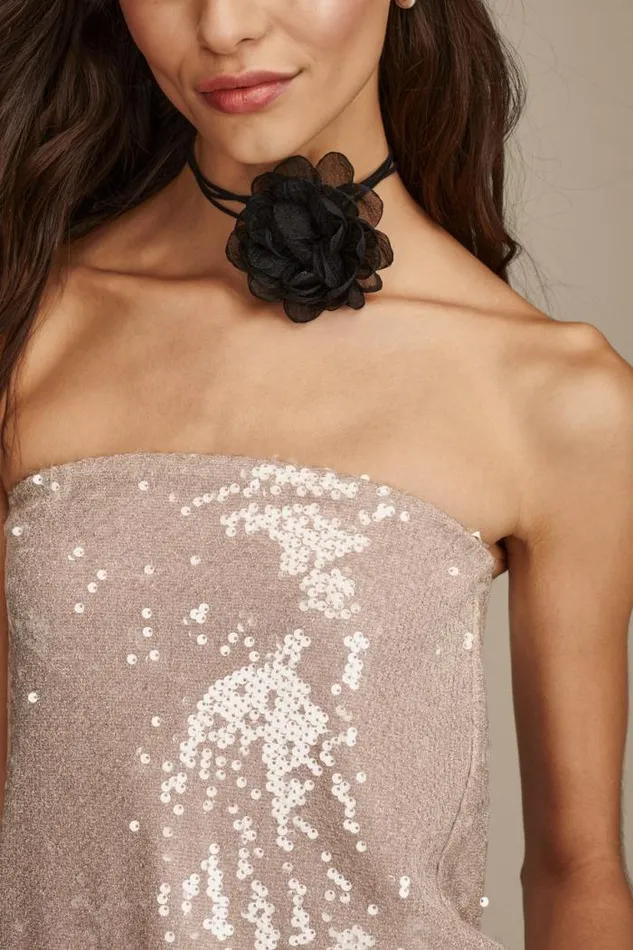 Lucky Brand Sequin Tube Top Blush Women Knit Tops