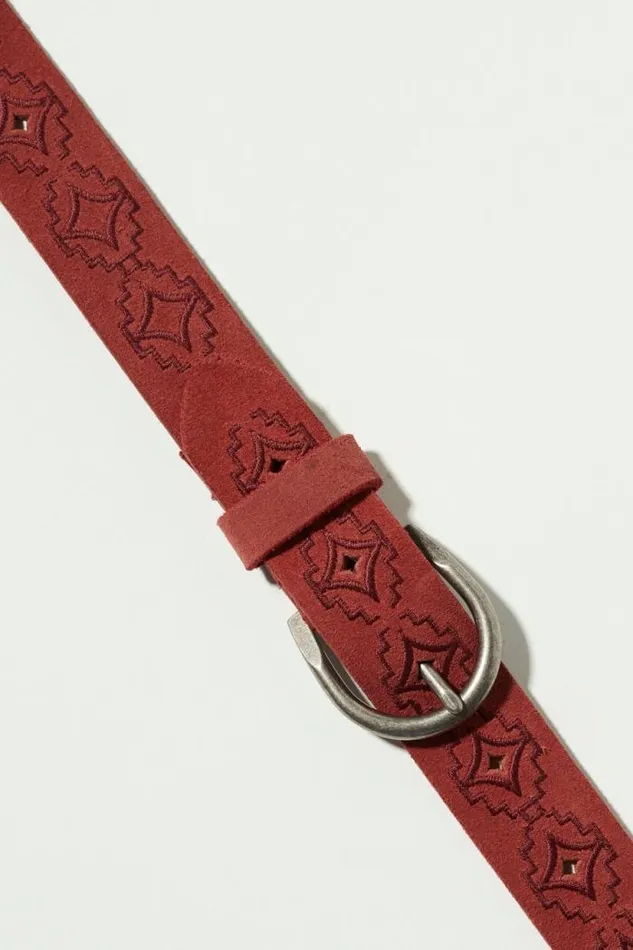Lucky Brand Southwestern Embroidered Belt Maroon Women Belts Lucky Brand Southwestern Embroidered Belt Maroon Women Belts