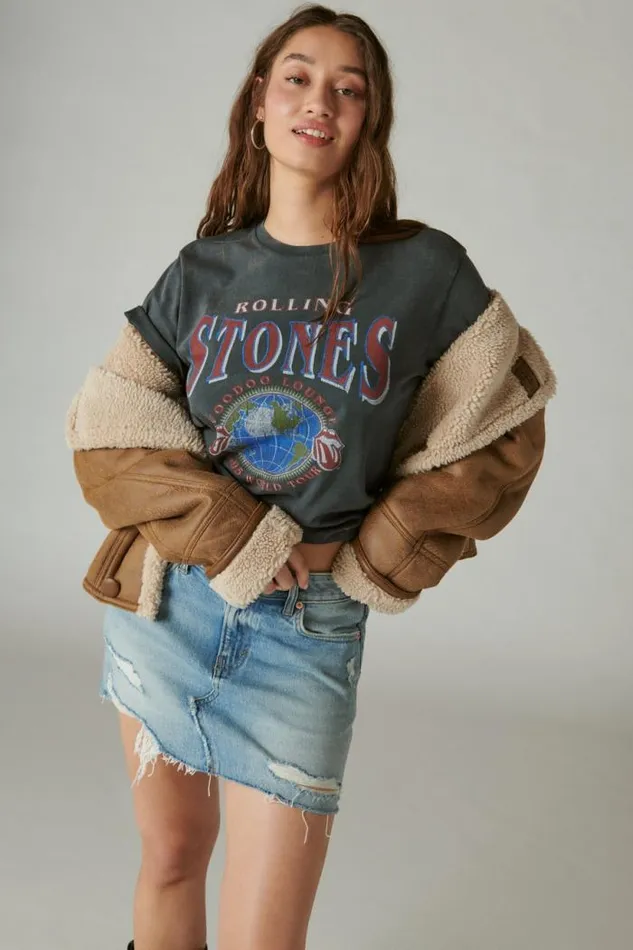 Lucky Brand Stones Voodoo Lounge Boyfriend Tee Jet Set Women Graphic Tees