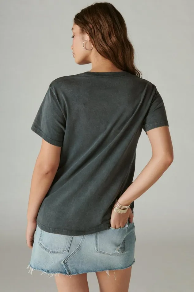 Lucky Brand Stones Voodoo Lounge Boyfriend Tee Jet Set Women Graphic Tees