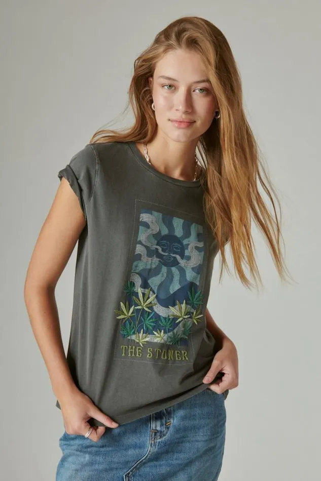 Lucky Brand The Stoner Stretch Limo Women Graphic Tees