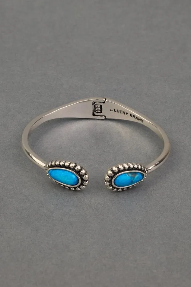 Lucky Brand Turquoise Hinge Cuff Silver Women Jewelry