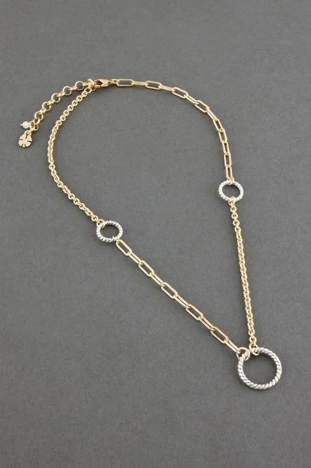 Lucky Brand Two Tone Rope Loops And Chain Collar Necklace Two Tone Women Jewelry
