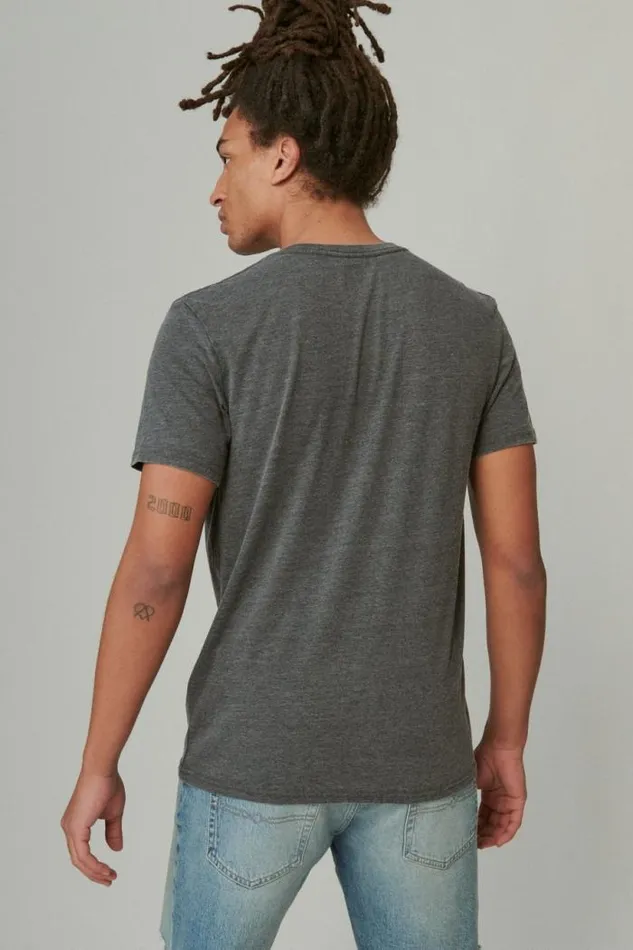 Lucky Brand Venice Burnout Crew Neck Tee Jet Black Men Shirts and Tops
