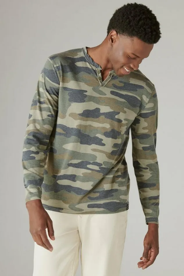 Lucky Brand Venice Burnout Long Sleeve Notch Neck Camo army Colors Men Shirts and Tops Lucky Brand Venice Burnout Long Sleeve Notch Neck Camo army Colors Men Shirts and Tops