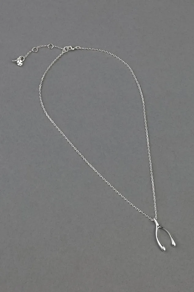 Lucky Brand Wish Bone Pendant Silver Women Jewelry