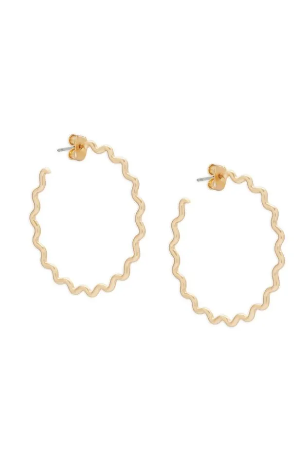 Lucky Brand Zig Zag Hoop Gold Women Jewelry