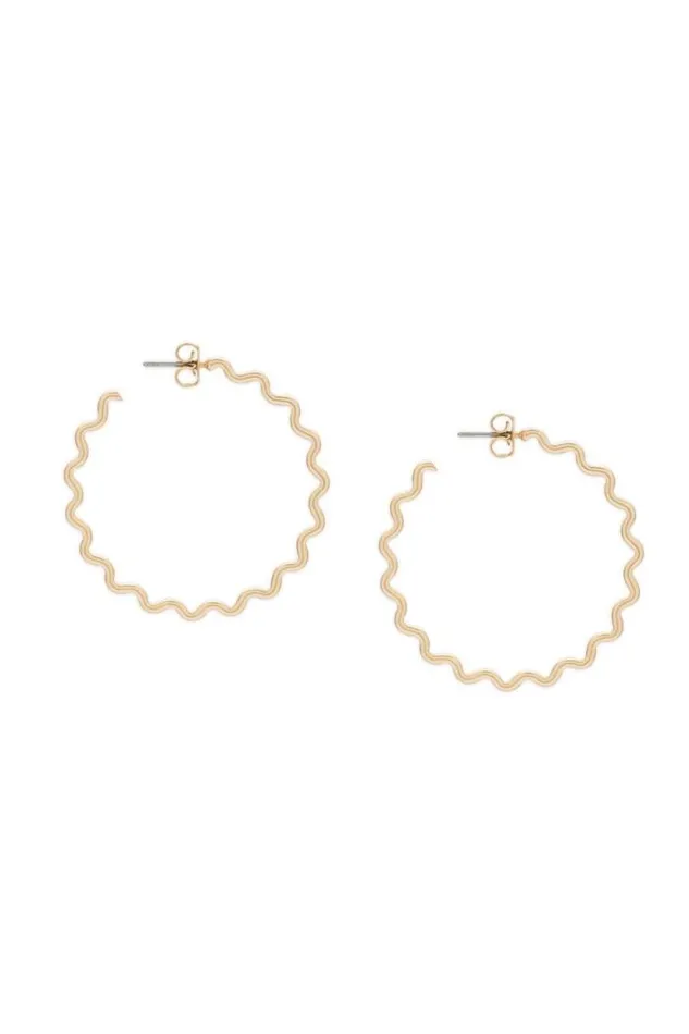 Lucky Brand Zig Zag Hoop Gold Women Jewelry