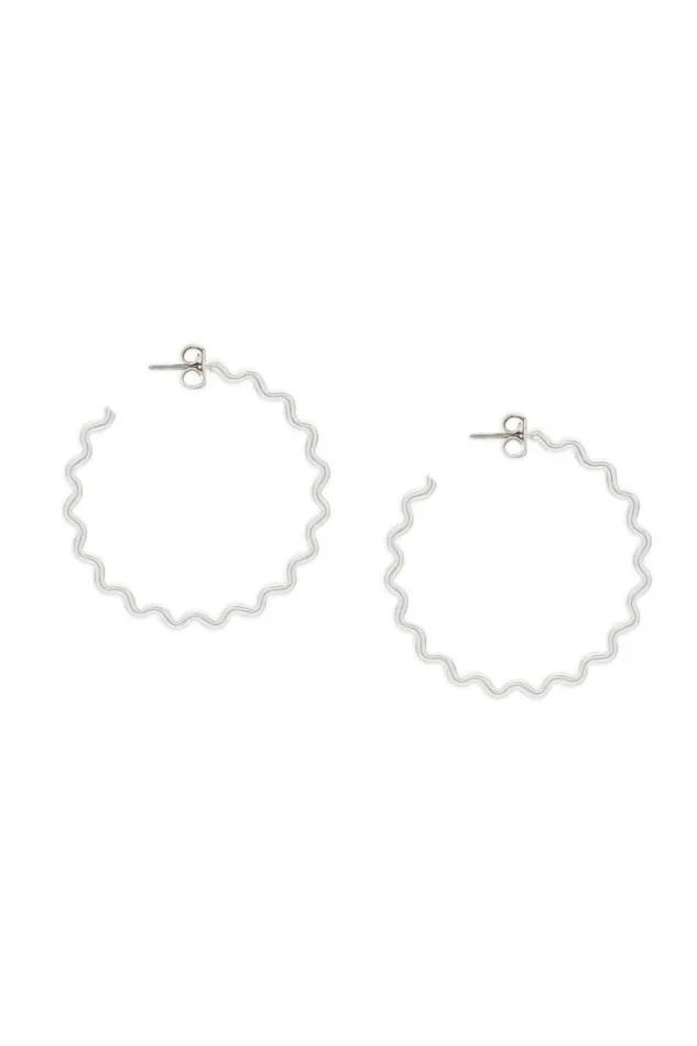 Lucky Brand Zig Zag Hoop Silver Women Jewelry