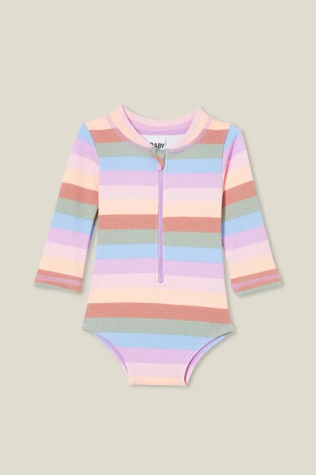 Lucy Long Sleeve Ruffle Back Swimsuit Popsiclemulti Stripe Baby Cotton On Swimwear Lucy Long Sleeve Ruffle Back Swimsuit Popsiclemulti Stripe Baby Cotton On Swimwear