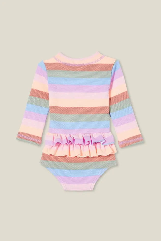 Lucy Long Sleeve Ruffle Back Swimsuit Popsiclemulti Stripe Baby Cotton On Swimwear Lucy Long Sleeve Ruffle Back Swimsuit Popsiclemulti Stripe Baby Cotton On Swimwear