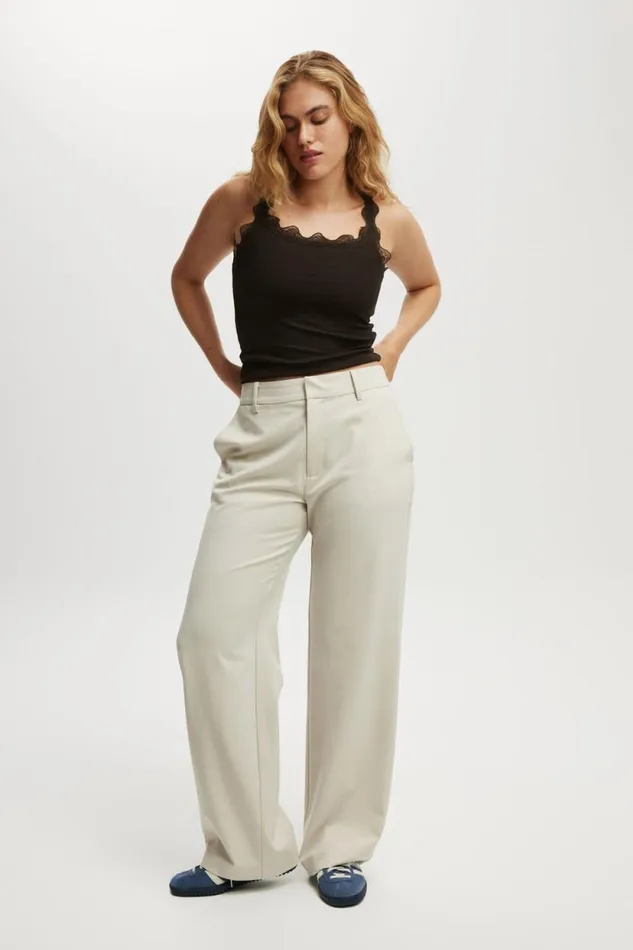 Luis Suiting Pant Light Stone Women Cotton On Pants