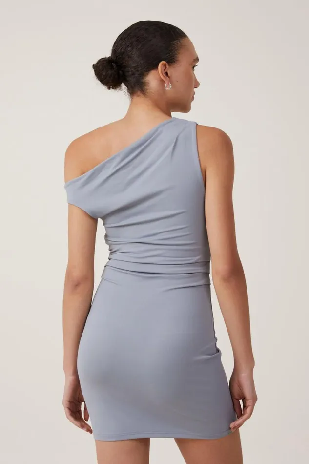 Luxe One Shoulder Mini Dress Moonlight Grey Women Cotton On Dresses