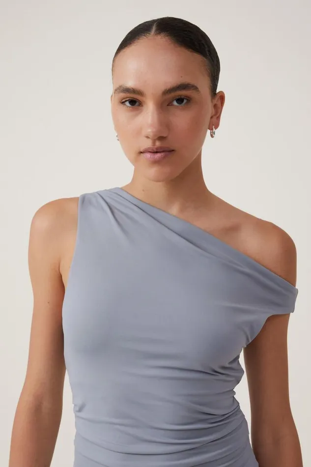 Luxe One Shoulder Mini Dress Moonlight Grey Women Cotton On Dresses