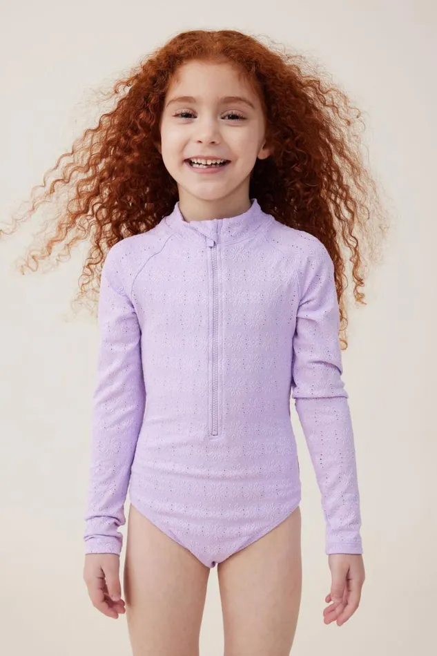 Lydia One Piece Lilac Drop Broderie Girls Cotton On Swimwear