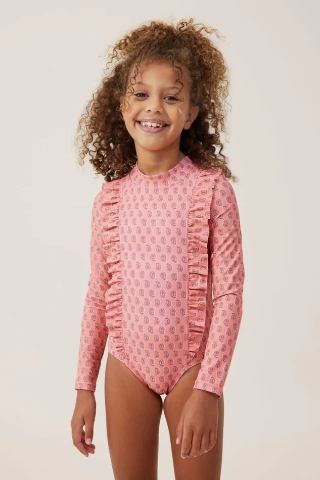 Lydia One Piece Orange Coralperry Paisley Girls Cotton On Swimwear