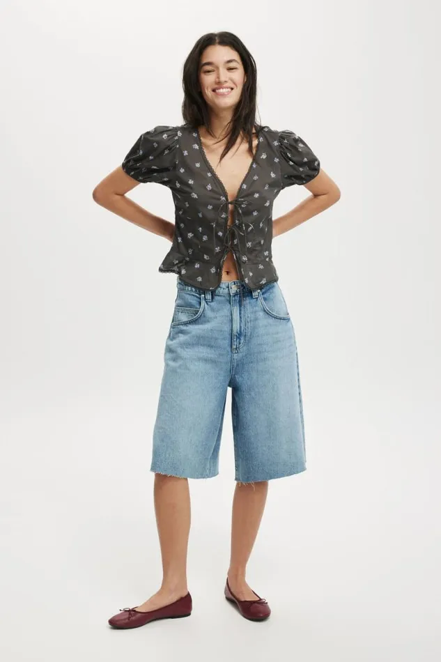 Lyocell Wide Denim Jort Coast Blue Women Cotton On Pants