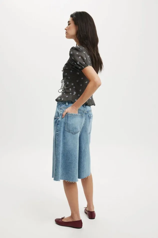 Lyocell Wide Denim Jort Coast Blue Women Cotton On Pants Lyocell Wide Denim Jort Coast Blue Women Cotton On Pants