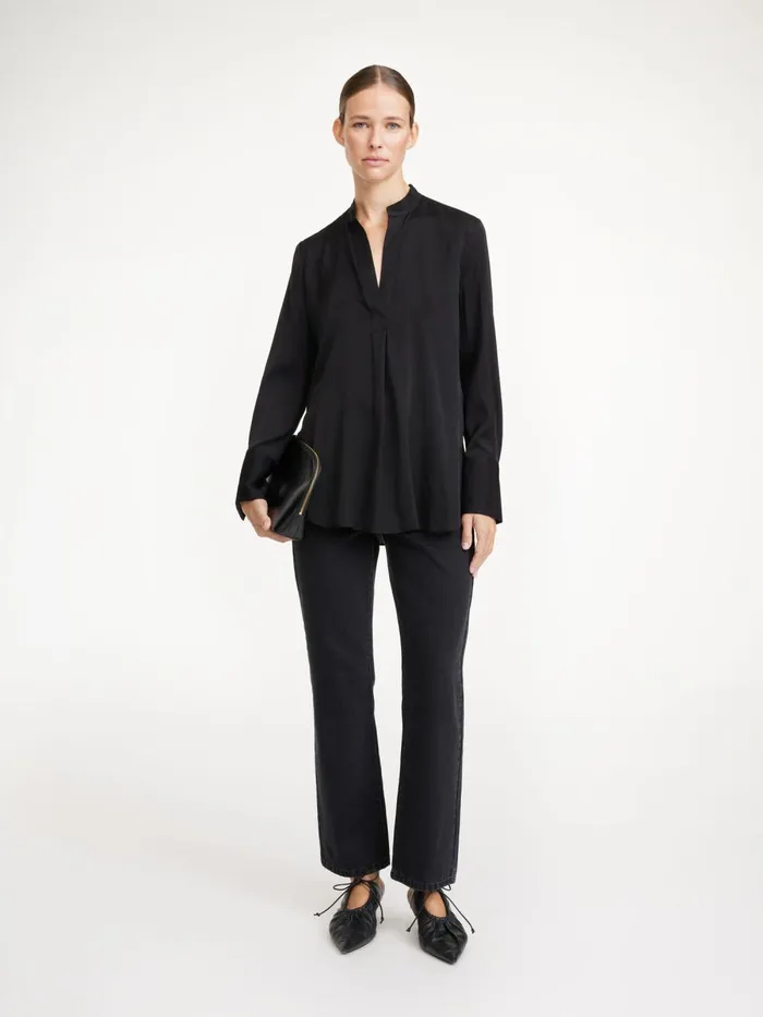 Mabillon Silk Shirt Black Women By Malene Birger Tops and Blouses