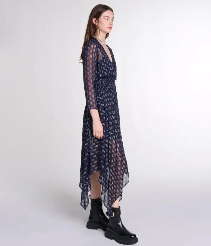 Maje Asymmetrical Floral Maxi Dress Women Dresses