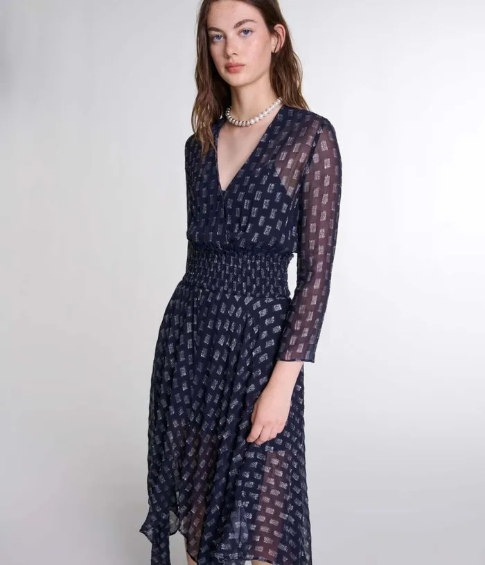Maje Asymmetrical Floral Maxi Dress Women Dresses