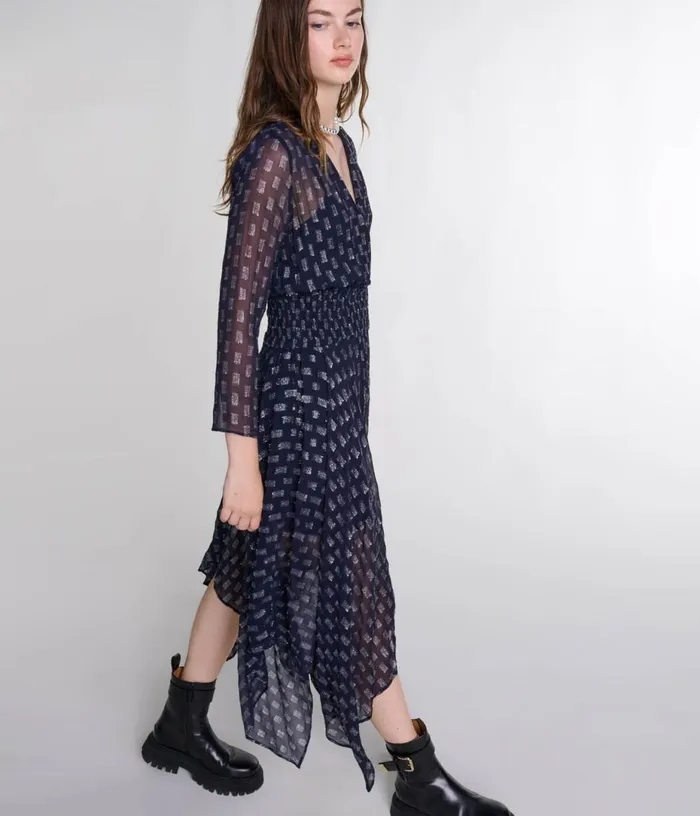 Maje Asymmetrical Floral Maxi Dress Women Dresses