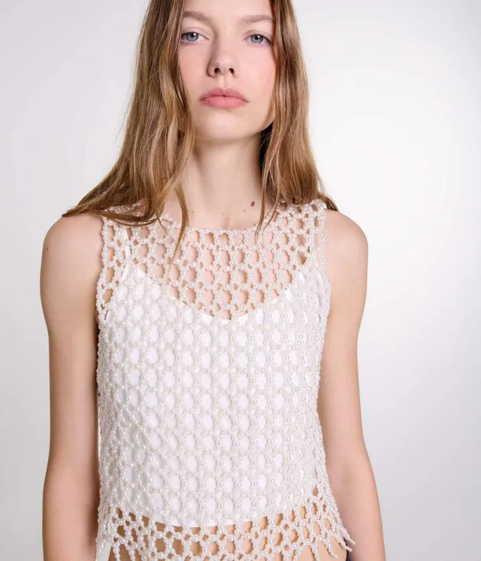 Maje Beaded Top Women Tops and Shirts