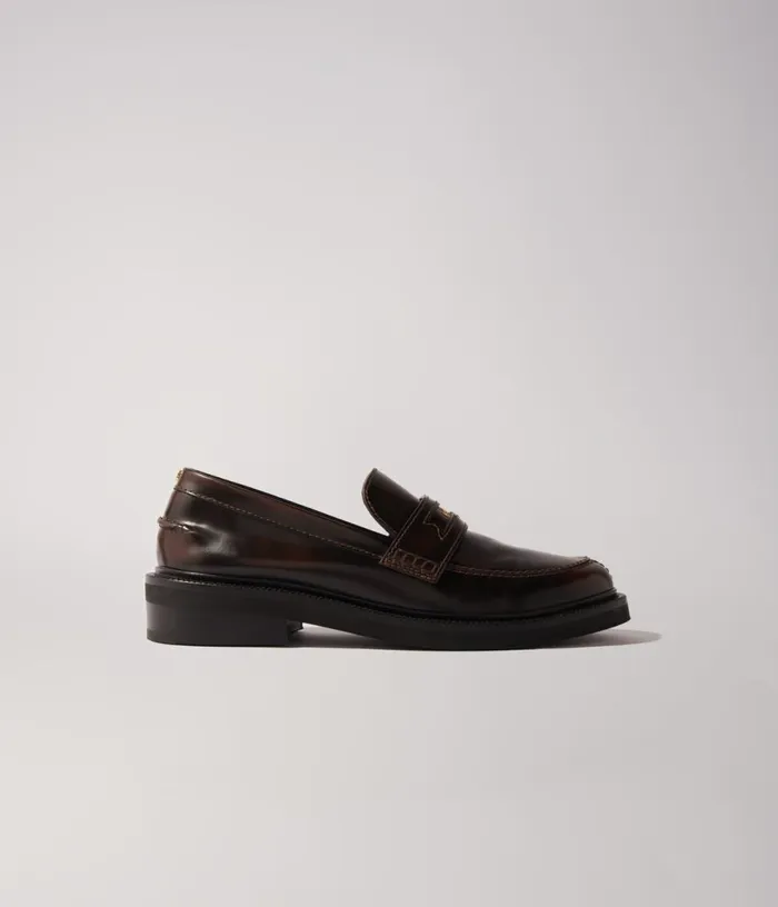 Maje Brushed Leather Loafers Women Loafers and Mules