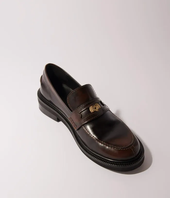 Maje Brushed Leather Loafers Women Loafers and Mules