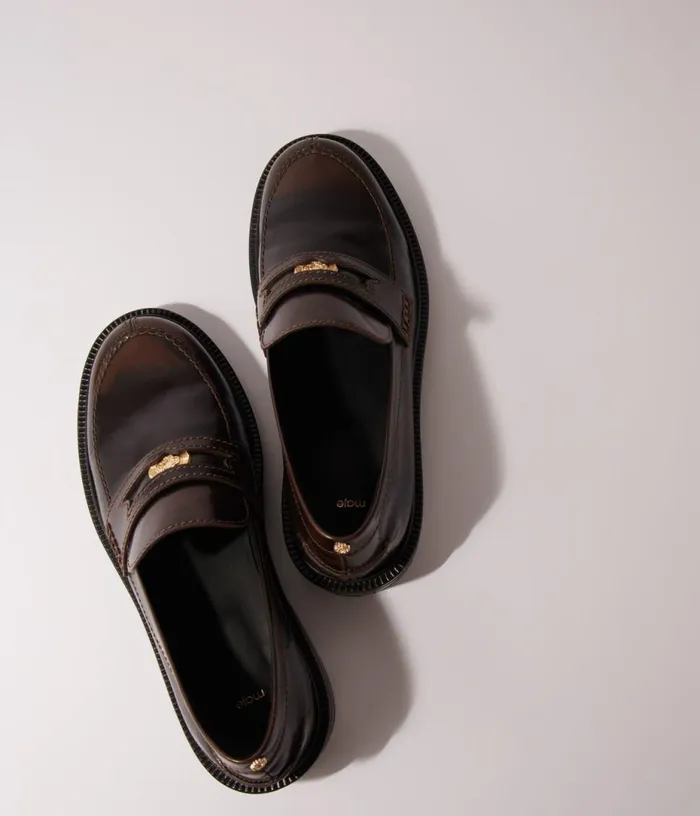Maje Brushed Leather Loafers Women Loafers and Mules