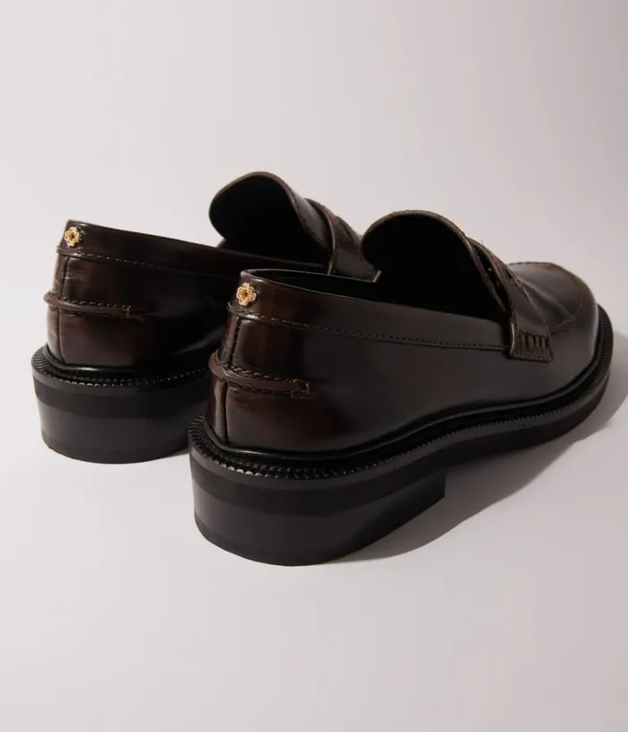 Maje Brushed Leather Loafers Women Loafers and Mules