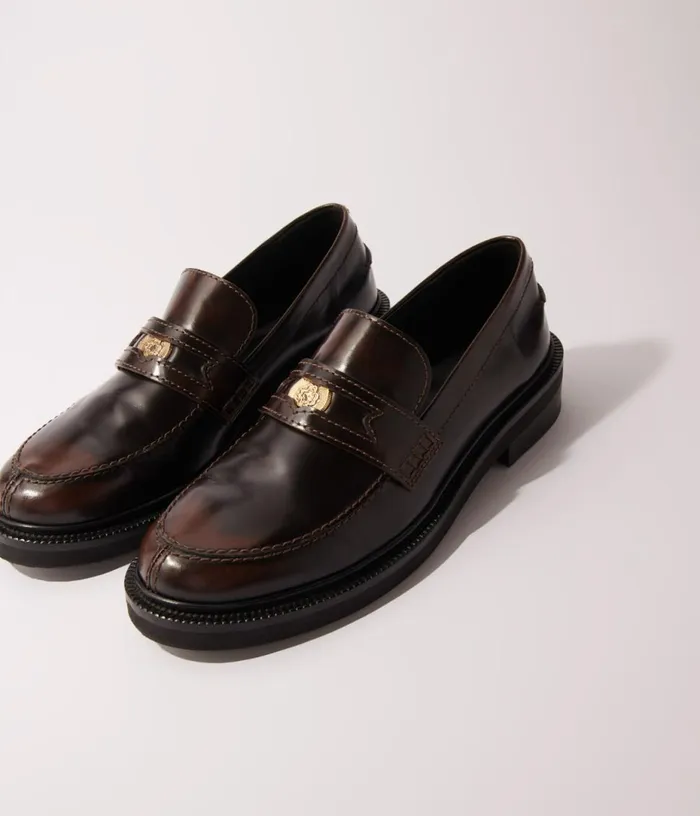 Maje Brushed Leather Loafers Women Loafers and Mules