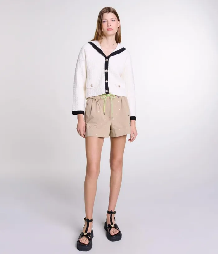 Maje Contrast Collar Cardigan Women Sweaters and Cardigans