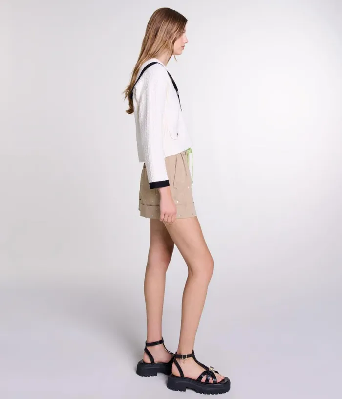 Maje Contrast Collar Cardigan Women Sweaters and Cardigans