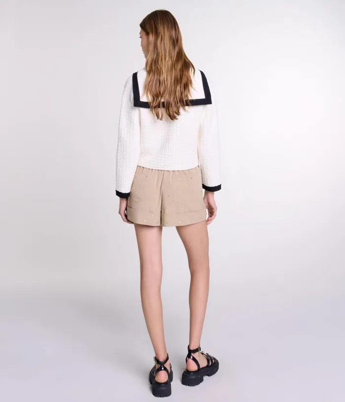 Maje Contrast Collar Cardigan Women Sweaters and Cardigans