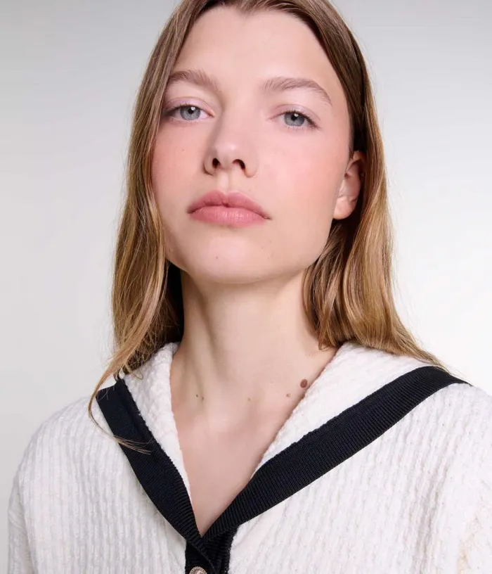 Maje Contrast Collar Cardigan Women Sweaters and Cardigans