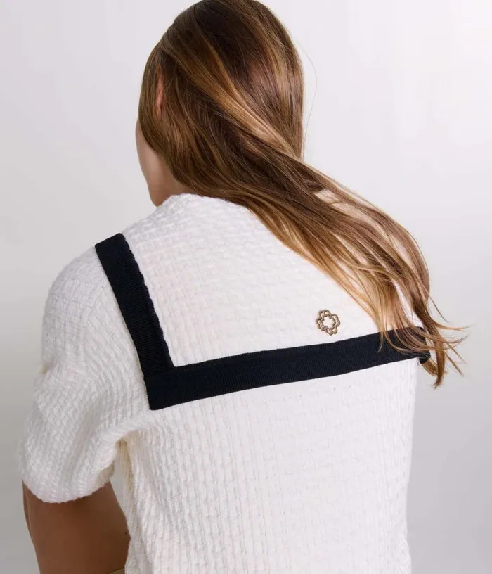 Maje Contrast Collar Cardigan Women Sweaters and Cardigans