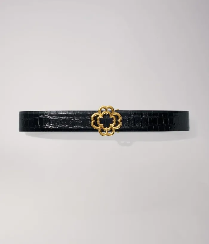 Maje Croceffect Leather Double M Belt Women Belts