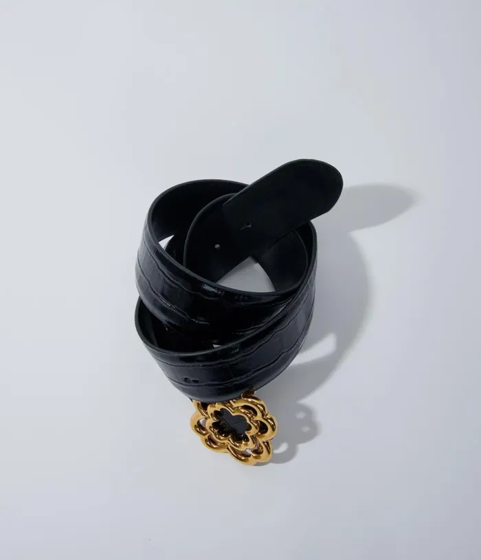 Maje Croceffect Leather Double M Belt Women Belts Maje Croceffect Leather Double M Belt Women Belts