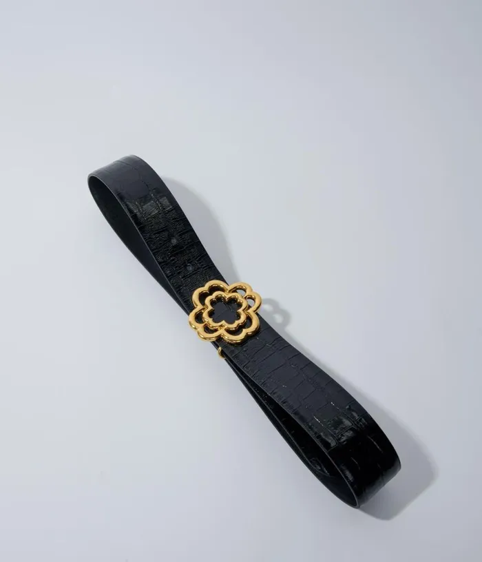 Maje Croceffect Leather Double M Belt Women Belts Maje Croceffect Leather Double M Belt Women Belts