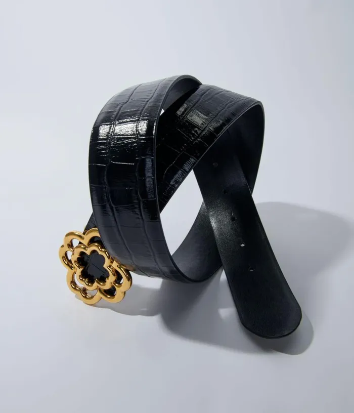 Maje Croceffect Leather Double M Belt Women Belts Maje Croceffect Leather Double M Belt Women Belts