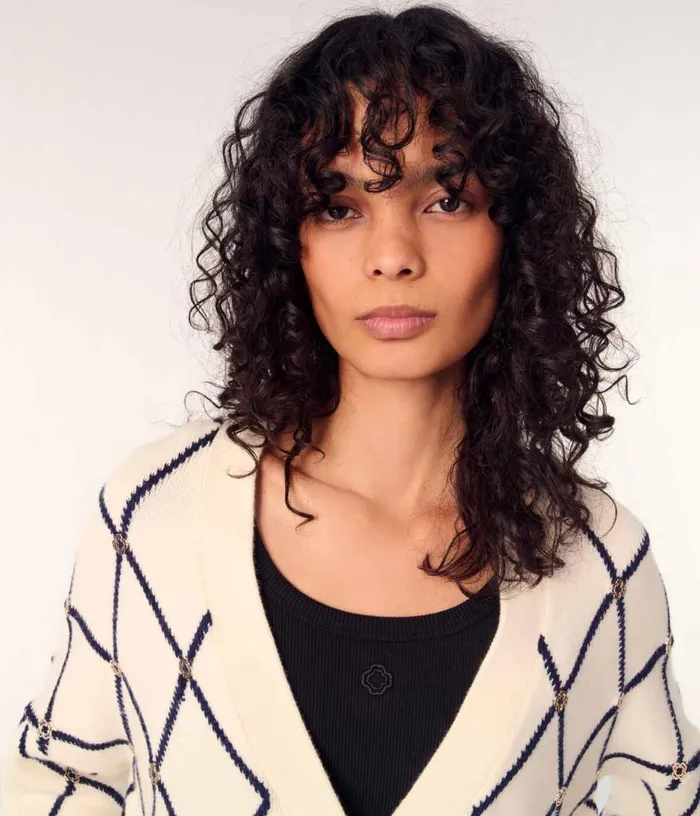 Maje Diamond Pattern Knitted Cardigan Women Sweaters and Cardigans Maje Diamond Pattern Knitted Cardigan Women Sweaters and Cardigans