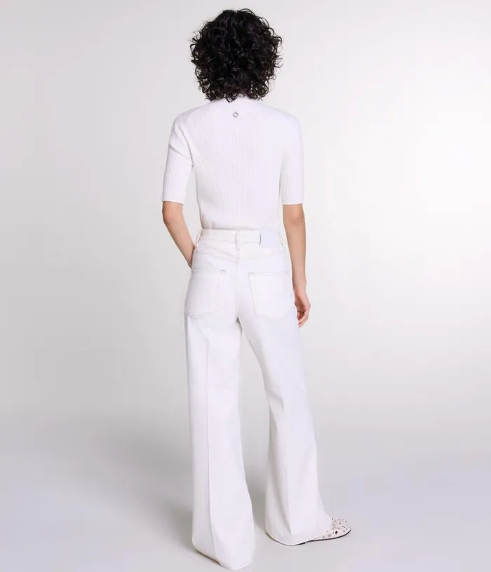 Maje Embroidered Highwaisted Jeans Women Pants and Jeans