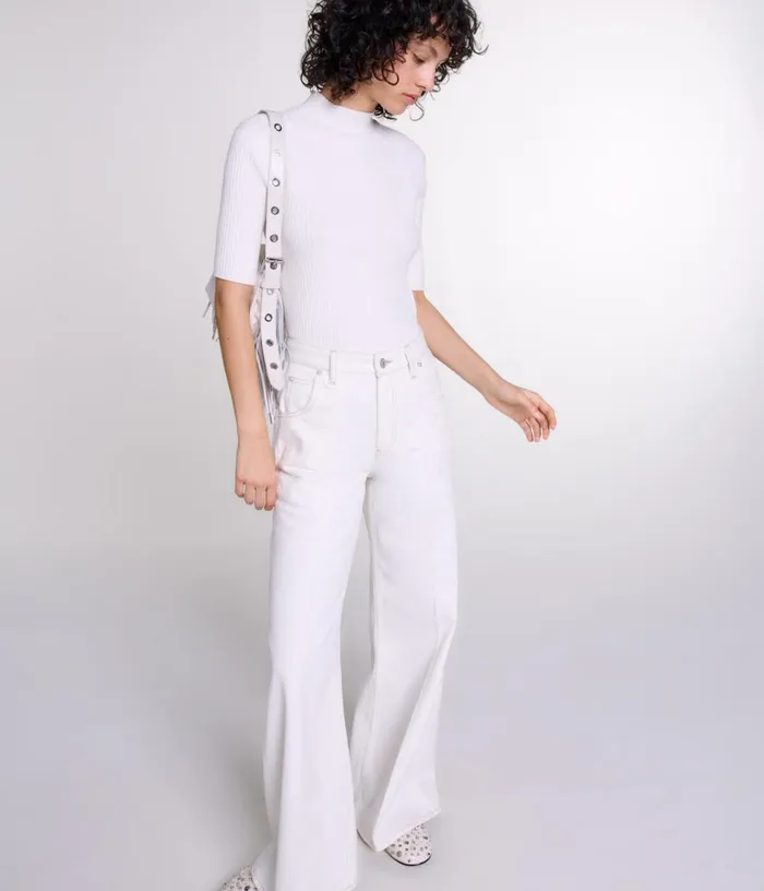 Maje Embroidered Highwaisted Jeans Women Pants and Jeans