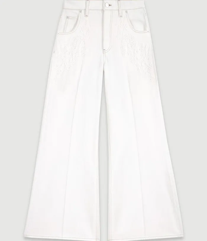 Maje Embroidered Highwaisted Jeans Women Pants and Jeans
